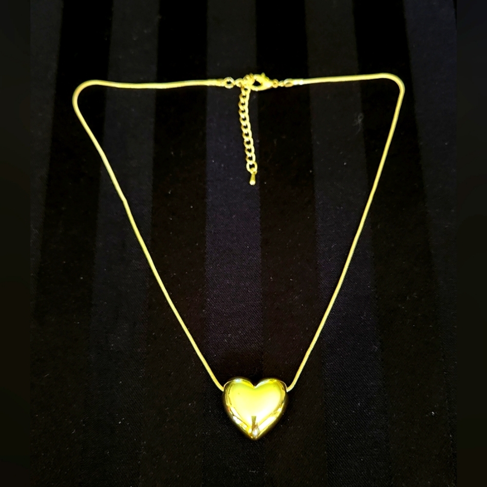 Gold Bubble Heart Pendant Necklace